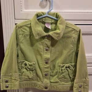 Gymboree Lime Green Corduroy Kids Jacket with Ruffle Pockets